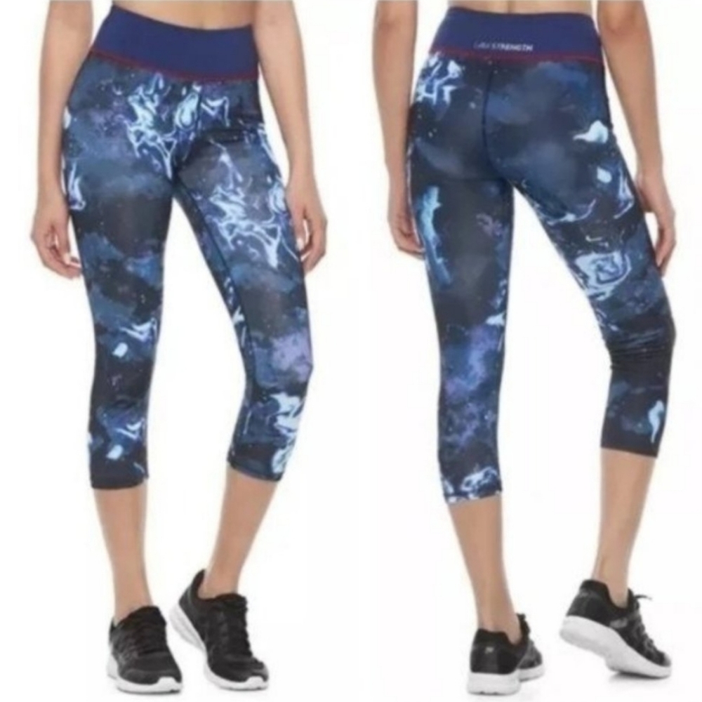 RARE Superman Galaxy Lightning Spandex Dri-Fit Gym Workout Tights High Waist